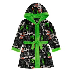 Minecraft Boys Creeper TNT Dressing Gown - 13-14 Years, Black/Green/Grey