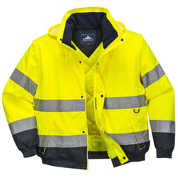 Portwest Mens 2 In 1 Hi-Vis Bomber Jacket - L, Yellow