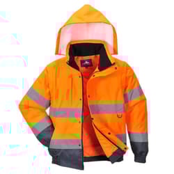 Portwest Mens 2 In 1 Hi-Vis Safety Bomber Jacket - L, Orange