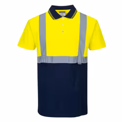 Portwest Mens Contrast Hi-Vis Polo Shirt - XS, Yellow/Navy