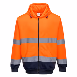 Portwest Mens Contrast Safety Full Zip Hoodie - 3XL, Orange/Navy
