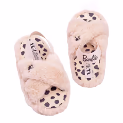 Barbie Girls Faux Fur Slip-on Slippers - 8 UK Child, Pink