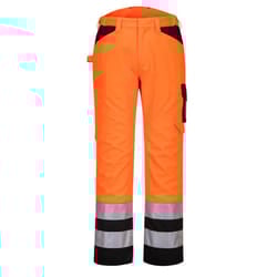 Portwest Mens PW2 High-Vis Safety Work Trousers - 44R, Orange/Black