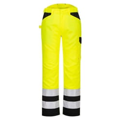 Portwest Mens PW2 High-Vis Work Trousers - 38R, Yellow/Black