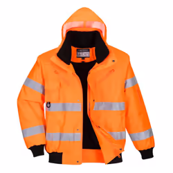 Portwest Mens 3 In 1 Hi-Vis Safety Bomber Jacket - S, Orange