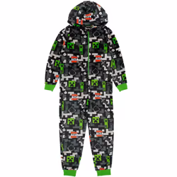 Minecraft Childrens/Kids All-Over Print Sleepsuit - 8-9 Years, Black/Green
