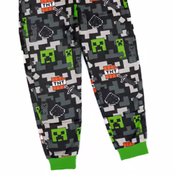 Minecraft Childrens/Kids All-Over Print Sleepsuit - 8-9 Years, Black/Green