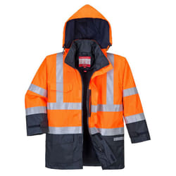 Portwest Mens Bizflame Rain Hi-Vis Safety Jacket - XL, Orange/Navy