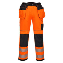 Portwest Mens PW3 Hi-Vis Stretch Holster Pocket Safety Trousers - 40R, Orange/Black