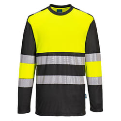 Portwest Mens PW3 Cotton High-Vis T-Shirt - 3XL, Yellow/Black