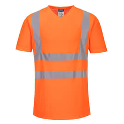 Portwest Mens Hi-Vis Mesh Insert Comfort Safety T-Shirt - L, Orange