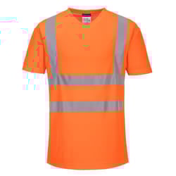Portwest Mens Hi-Vis Mesh Insert Comfort Safety T-Shirt - XL, Orange