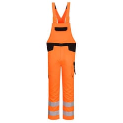 Portwest Mens PW2 Hi-Vis Safety Bib And Brace Overall - XL, Orange/Black