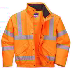 Portwest Mens Rain Hi-Vis Breathable Safety Bomber Jacket - 3XL, Orange