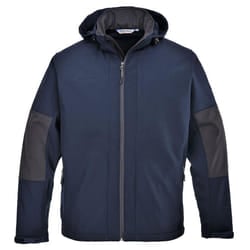 Portwest Mens Hooded Soft Shell Jacket - S, Navy