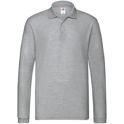 Fruit of the Loom Mens Premium Pique Long-Sleeved Polo Shirt - S, Athletic Heather