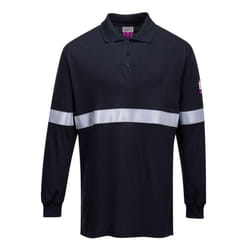 Portwest Mens Reflective Tape Flame Resistant Polo Shirt - 4XL, Navy