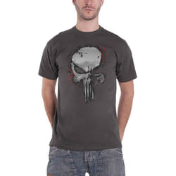 Marvel Comics Unisex Adult Punisher Metallic Skull T-Shirt - S, Charcoal Grey