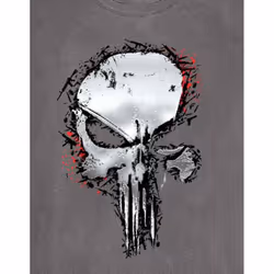 Marvel Comics Unisex Adult Punisher Metallic Skull T-Shirt - S, Charcoal Grey