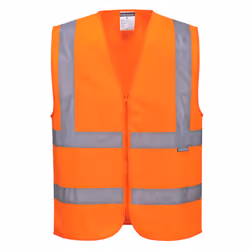 Portwest Mens Band & Brace Zip Front Safety Hi-Vis Vest - L, Orange
