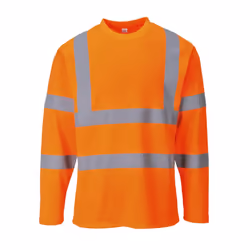 Portwest Mens Hi-Vis Comfort Long-Sleeved Safety T-Shirt - XL, Orange