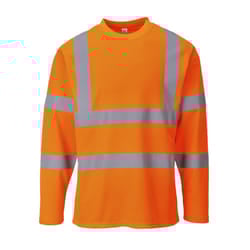 Portwest Mens Hi-Vis Comfort Long-Sleeved Safety T-Shirt - 3XL, Orange