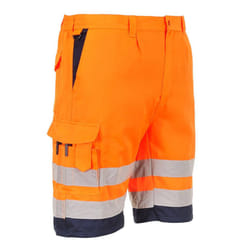 Portwest Mens Polycotton Hi-Vis Lightweight Shorts - XXL R, Orange/Navy