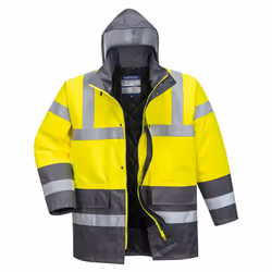 Portwest Mens Contrast Hi-Vis Winter Traffic Jacket - XL, Yellow/Grey