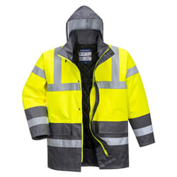 Portwest Mens Contrast Hi-Vis Winter Traffic Jacket - XL, Yellow/Grey