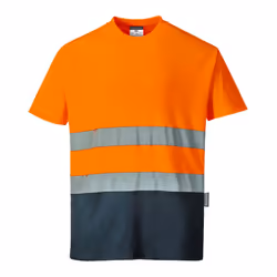 Portwest Mens Contrast Hi-Vis Comfort Safety T-Shirt - XXL, Orange/Navy