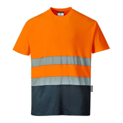 Portwest Mens Contrast Hi-Vis Comfort Safety T-Shirt - XXL, Orange/Navy