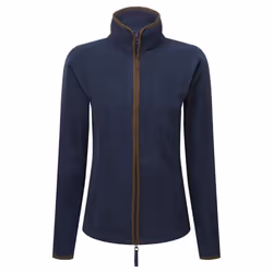 Premier Womens/Ladies Artisan Contrast Trim Fleece Jacket - 2XL, Navy/Brown