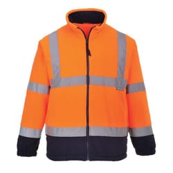 Portwest Mens Contrast Fleece Hi-Vis Safety Coat - XL, Orange/Navy