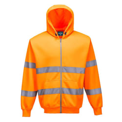 Portwest Mens Hi-Vis Safety Full Zip Hoodie - S, Orange