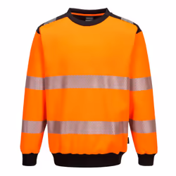 Portwest Mens PW3 Hi-Vis Safety Sweatshirt - S, Orange/Black