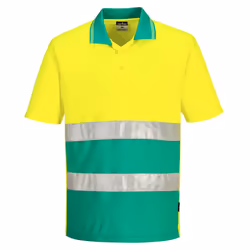 Portwest Mens Contrast Lightweight Hi-Vis Polo Shirt - S, Yellow/Teal