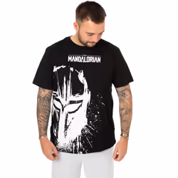 Star Wars: The Mandalorian Mens Splattered Pyjama Set - S, Black/White/Grey