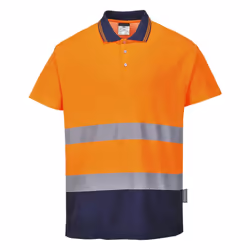Portwest Mens Contrast Hi-Vis Comfort Safety Polo Shirt - L, Orange/Navy