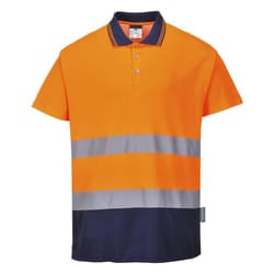Portwest Mens Contrast Hi-Vis Comfort Safety Polo Shirt - L, Orange/Navy
