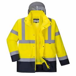Portwest Mens Hi-Vis 4 In 1 Traffic Jacket - 3XL, Yellow/Navy