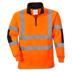 Portwest Mens Xenon Hi-Vis Safety Rugby Shirt - M, Orange