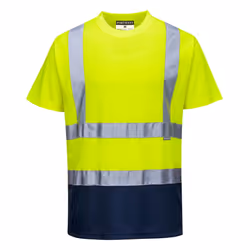 Portwest Mens Contrast High-Vis Short-Sleeved T-Shirt - L, Yellow/Navy