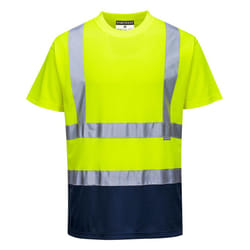 Portwest Mens Contrast High-Vis Short-Sleeved T-Shirt - L, Yellow/Navy