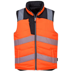 Portwest Mens PW3 Reversible Hi-Vis Safety Body Warmer - 3XL, Orange/Black