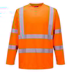 Portwest Mens Hi-Vis Long-Sleeved Safety T-Shirt - 3XL, Orange