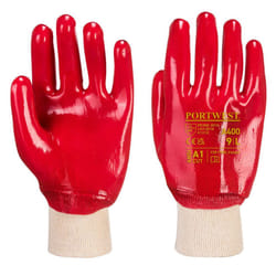 Portwest Unisex Adult A400 Knitted Cuff PVC Safety Gloves - M, Red