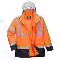Portwest Mens Hi-Vis 4 In 1 Safety Traffic Jacket - S, Orange/Navy