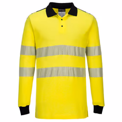 Portwest Mens PW3 Flame Resistant Hi-Vis Long-Sleeved Polo Shirt - XL, Yellow/Black