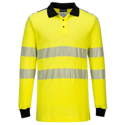 Portwest Mens PW3 Flame Resistant Hi-Vis Long-Sleeved Polo Shirt - XL, Yellow/Black
