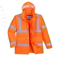 Portwest Mens Hi-Vis 4 In 1 Safety Traffic Jacket - 5XL, Orange
